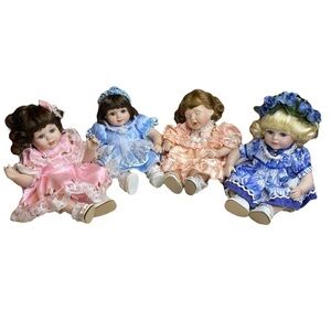 Marie Osmond "OLIVE MAY TINY TOTS" Porcelain Dolls (set of 4)